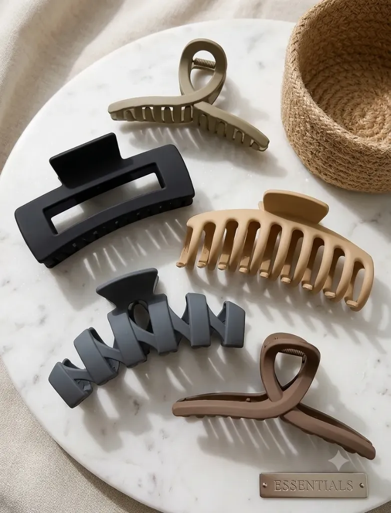 4 pcs Hair claw combo matte big thick hair claw flower fancy hair clutcher for Women