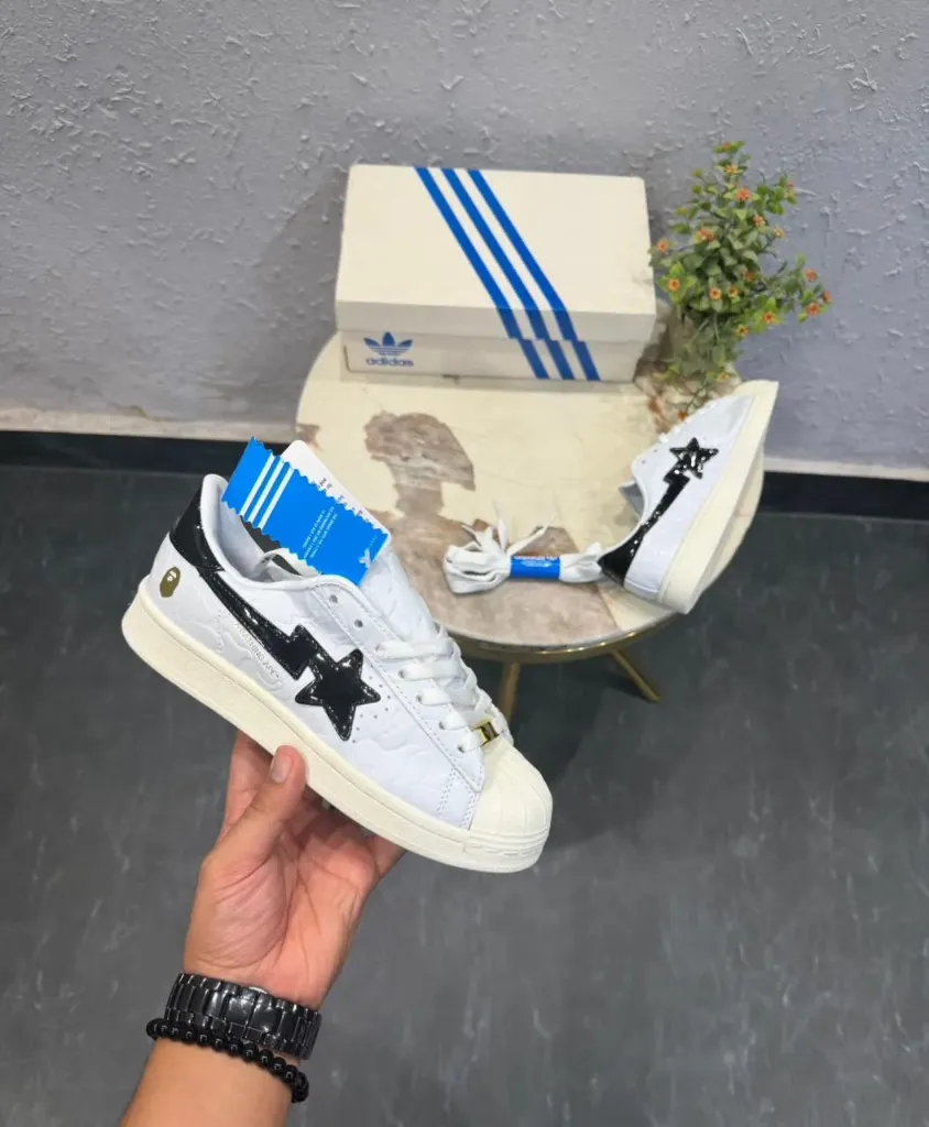 ADIDAS SUPERSTAR BAPE WHITE BLACK (36)